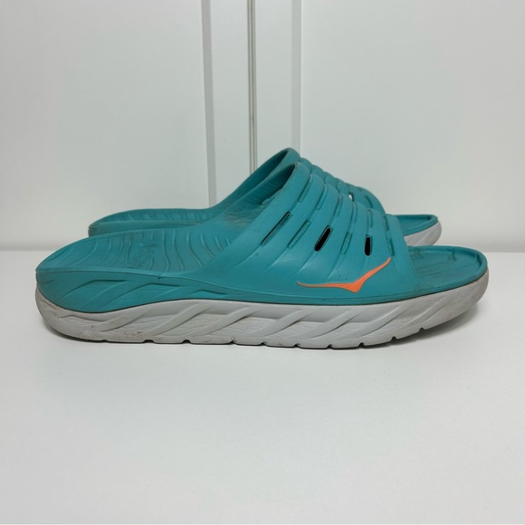 Hoka ora recovery teal grey sandals